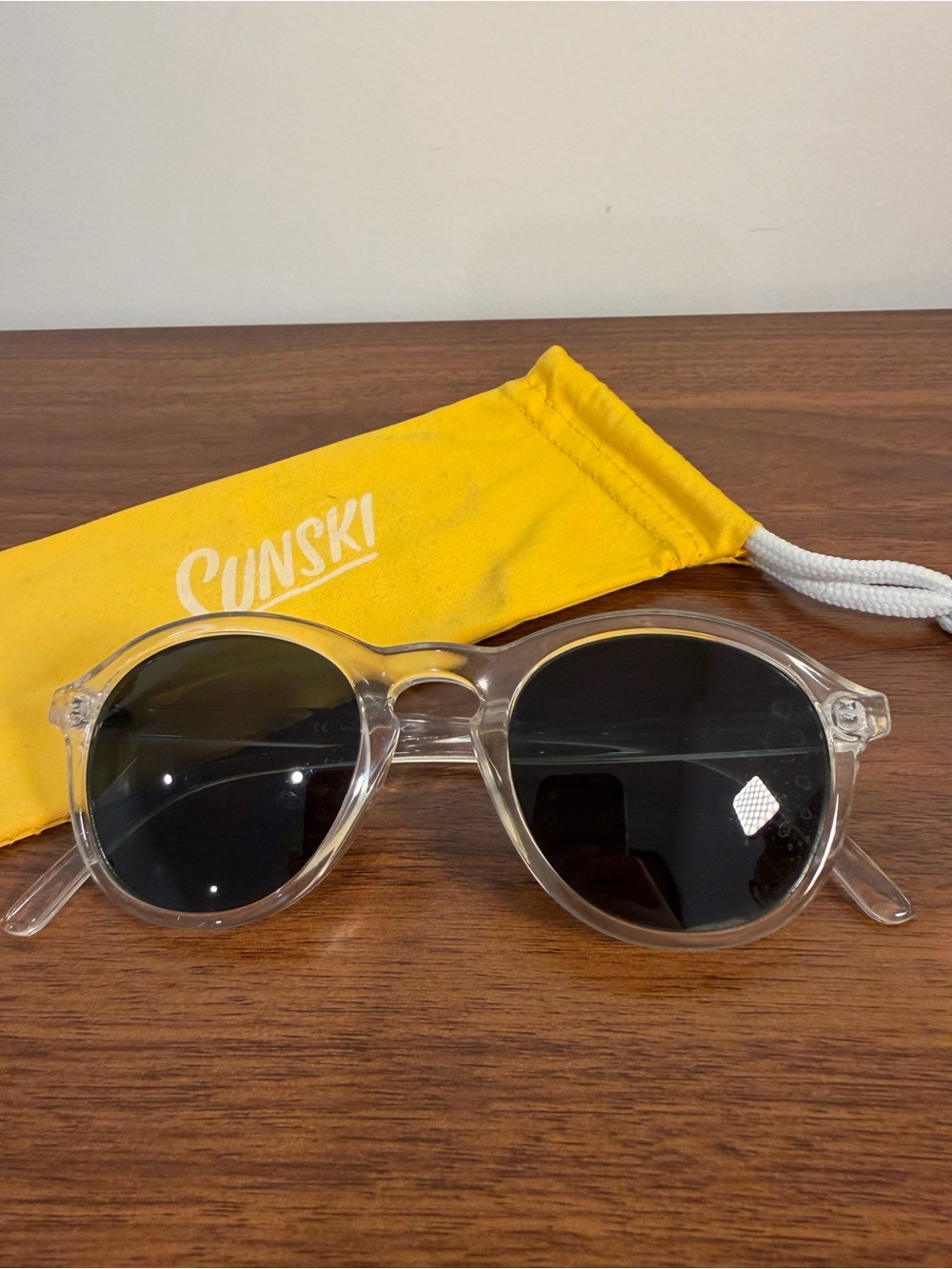 Sunski Clear Round Frame Sunglasses with Black Lenses
